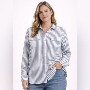 C&C California Blue and White Striped Shirt size large